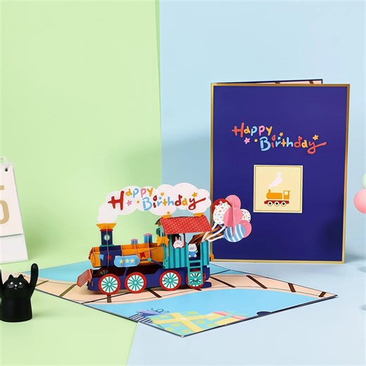 Biglietto di auguri di compleanno pop-up 3D a forma di treno / Biglietto di compleanno creativo fatto a mano per bambini e adulti - Etsy Italia