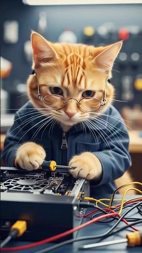 CUTE CAT COMPUTER REPAIRING 🖥️ #shorts #funny #animals #animalshorts