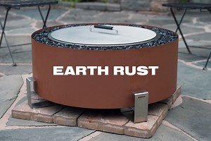 Breeo Luxeve Smokeless Stainless Steel Outdoor Fire Pit, Bronze Vein Powder Coated Finish, Includes Black Color Glass Rocks BR-LE24-BNBL