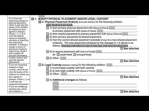 Completing the Custody and Placement Section of a Stipulation