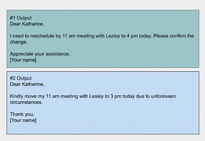 Compose two different email drafts requesting a meeting resched... | Filo