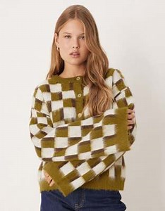 ASOS DESIGN knit brushed cardigan in retro pattern | ASOS