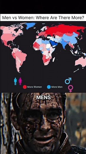 🌍 Which gender is more common in different parts of the world? 🔵 Men vs 🔴 Women.