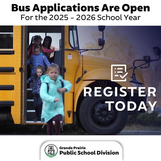  Time to Register for 2025–2026 School Year Busing! Parents & guardians — it's that time again! Even if your child has taken the bus before, you must register every school year. Register by June 30th to guarantee your child is ready to ride on the first day of school! Head to our website to complete your registration: https://www.gppsd.ab.ca/transportation | Grande Prairie Public School Division | Facebook