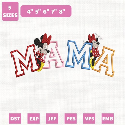 Disney Minnie Mama Machine Embroidery File, Mother'S Day Gift Design (Instant Download)