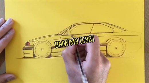 E36 BMW M3 Sketch Art: Speed Drawing of Classic Car