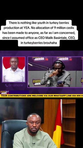 #germany #trending #woodrhymes There is nothing like youth in turkey berries production at YEA. No allocation of 9 million cedis has been made to anyone, as far as I am concerned, since I assumed office as CEO — Malik Basintale, CEO, Youth Employment Agency on Youth in turkeyberries brouhaha Watch mthe livestream here https://www.youtube.com/live/YhtfFDmAyyk?si=2IyiumxnLe8tRbsB #Ekosiisen