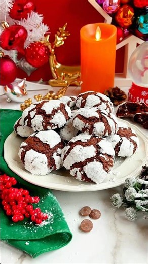 Easy Chocolate Crinkle Cookies Recipe 🎄🍫✨