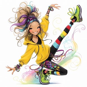 Dancing Hip Hop Girl Clip Art 10 High Res Watercolor Jpgs Junk Journaling, Scrapbooking, Card Making, Digital Download Kit, Cool Dancer - Etsy UK