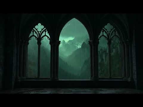 4K Window Castle View with Rain & Thunder 🌧️ Night Relaxing Ambience for Sleep, Focus & Meditation