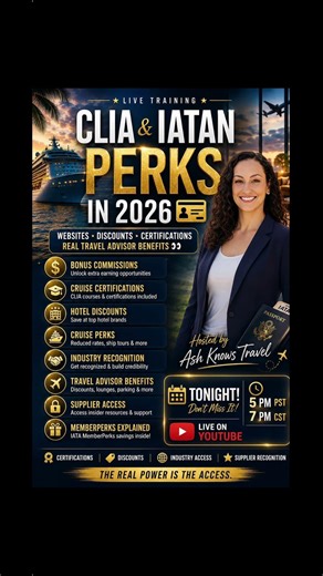 🚨 LIVE TRAINING TONIGHT 🚨CLIA & IATAN PERKS IN 2026 👀🚢💳