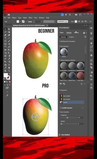 Beginner vs. Pro: Create Realistic 3D Fruit in Adobe Illustrator! #adobeillustrator #3ddesign