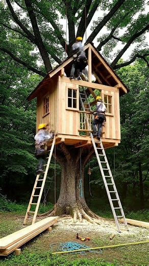 Building a Treehouse from Scratch #timelapse #treehouse