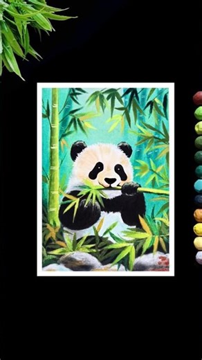 Cute Panda Oil Pastel Drawing #shorts #ytshorts #art