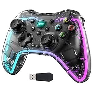 RALAN Wireless Controller with 8 Color LED Lighting Compatible with Xbox One S/X, for Xbox Series S/X Gaming Gamepad Remote with 2.4G Adapter