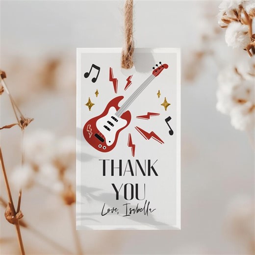 Rock Star Guitar Gift Tag, Thank You Tag, Birthday Decor, Printable Kids Birthday Template, Birthday Printable 261 - Etsy