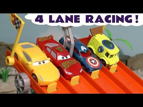 Cars 4 Lane Toy Car Racing with the Funlings Cars Stories