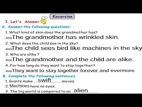Pseb 5th English Lesson 3 Child and Grandma | pseb 5 RAINBOW | PSEB 5th English chapter 3 | Part 2