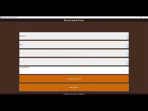 Restaurant Reservations System demo