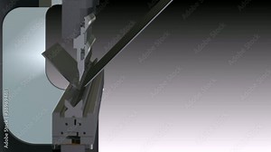 Steel plate bending on hydraulic press - HD animation