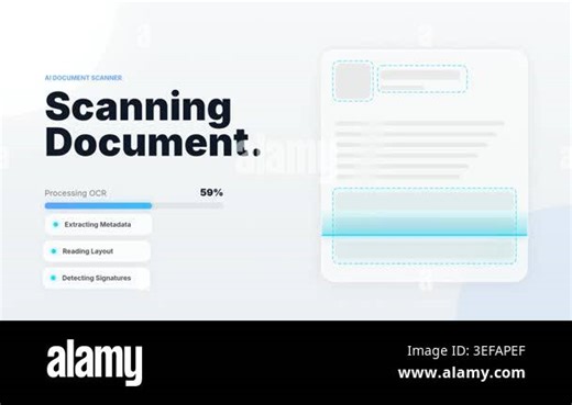 AI Document Scanner Processing OCR and Data Extraction Animation Stock Video Footage - Alamy