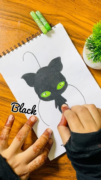 Easy Plagg Dog Drawing🖤#drawing#shorts#oilpastel#plagg#painting#easy#art#kidsdrawing#viral#trending