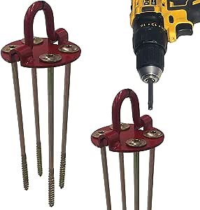 Keyfit Tools GROUNDHAWG (4 Pack) Spiral Screw in Heavy Duty Ground Anchors 4 Self Cutting 10" Screws W/Each Anchor Plate Low Profile for Hard Pan Asphalt Driveways NOT for Loose Soils Shed Anchor Kit