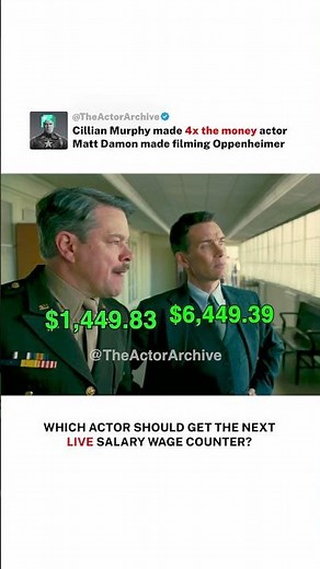 How much Matt Damon + Cillian Murphy LIVE salary filming Oppenheimer 🤯 #actor #film