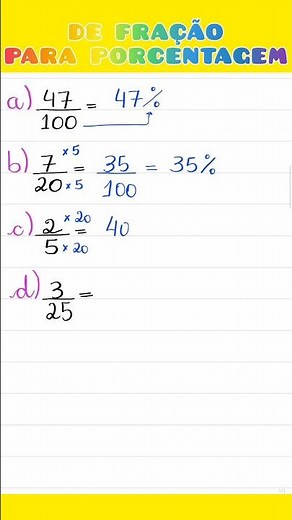💥PORCENTAGEM | De FRAÇÃO para a forma percentual 💡