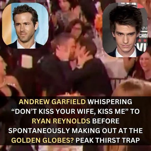 Kish18 on Instagram: "You know that feeling when two ridiculously hot male actors kiss at an awards show and it lives rent-free in your head forever? Yeah, we're talking about THAT Ryan Reynolds and Andrew Garfield moment. At the 2017 Golden Globes, Andrew was sitting next to Ryan and whispered, "Hey, if they call your name and you win, don't kiss your wife, just kiss me." When Ryan Gosling won Best Actor instead, the two decided to go through with the kiss anyway - right there in the audience a
