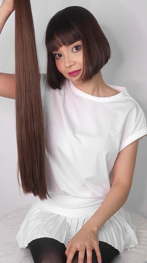 Brunette Rapunzel Chops Off Her Long Hair Into A Short Bob