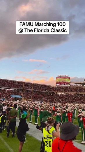 The FAMU Marching 100 at the Florida Classic 💚🧡🐍 #fyp #foryou #foryoupage #famu #marching100 #floridaclassic #hbcubands #hbcu #hbcupride #hbcugrad 🎓