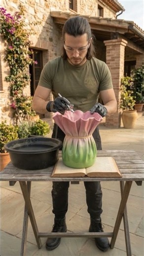 He made a Incredible Cement Planter Using a Simple Trick 🌿 #diy #planter #upcycling