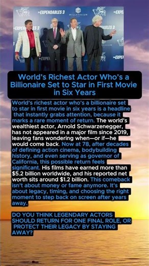 World’s Richest Actor’s Big Comeback #arnoldschwarzenegger #hollywood