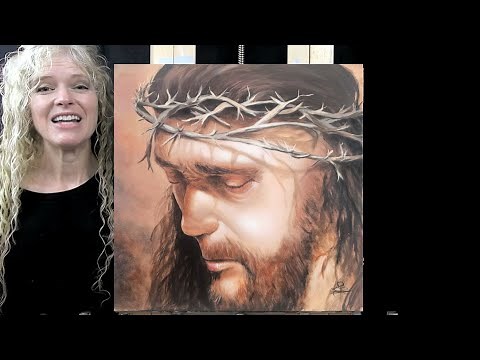 CROWN OF THORNS-How to DRAW and PAINT with acrylics Portrait of Jesus-Easy Beginner Acrylic Tutorial