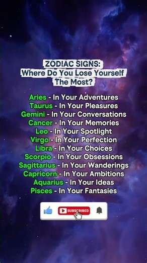 SODIAC SIGNS: WHERE DO YOU LOSE YOURSELF THE MOST? #shorts #zodiac #trending #viral #zodiacsigns