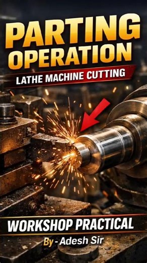 Lathe Parting Operation | Metal Cutting Process in Lathe Machine #shorts #iti