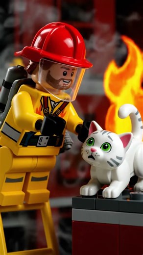 LEGO Firefighter Saves a Cat from a Burning Building | Epic Cinematic Short