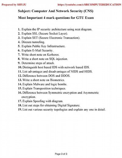 CNS 3 and 4 Marks Most Important Questions