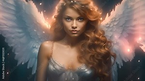 Beautiful young woman angel. Generative Ai