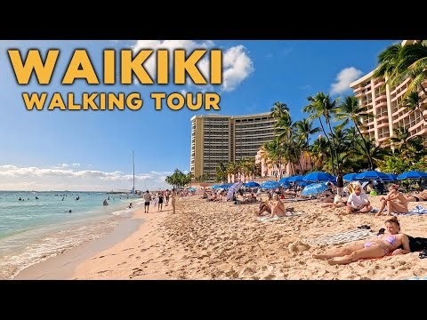 Waikiki Walking Tour 4K 🌴 Waikiki Beach & Streets | Relaxing Hawaii Walk