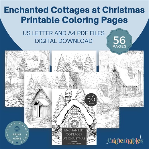 Enchanted Forest Cottage Christmas Coloring Pages | Printable Winter Fairy Homes | A4 & Letter Size PDF | Holiday Magic - Etsy
