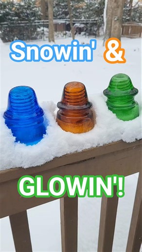 Brilliant Insulators in a Blizzard! #insulator #history #colorful #glass #snow #antiques