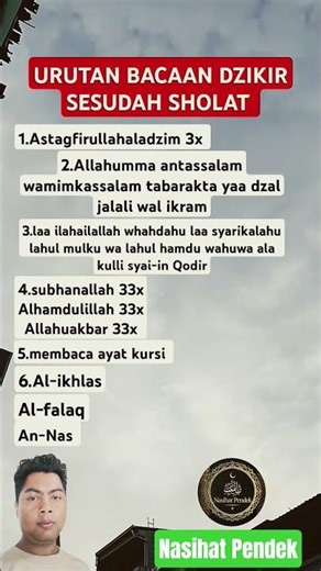 Urutan Dzikir Setelah Sholat Fardhu Lengkap & Singkat #shorts #nasihatpendek #quotes #motivasi #fyp
