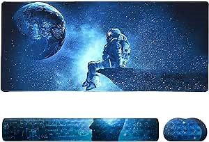 Keyboard Wrist Rest and Mouse Pad Set, Non-Slip Mousepad Suitable for Work Desk Accessories and PC Game Gaming, Memory Foam Convex Starting Point Improves Wrist Posture and Relieves Fatigue