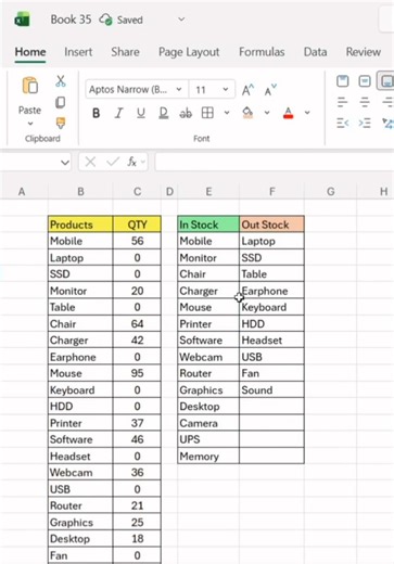 📊ការប្រើរូបមន្ត = Filter() ដើម្បីរៀប Products ទៅតាមប្រភេទ In Stock and Out Stock 🟢📚📦 #Excel #Filter #Stock #cscomputer