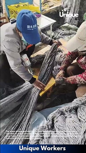 Making Mops: Workers Assemble Mop Heads in a Factory