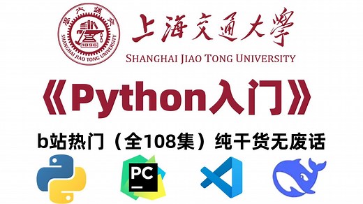 【2025Python入门】目前B站最适合零基础的Python教程，整整108集，从Python基础操作到案例实战，自学Python少走99%的弯路！