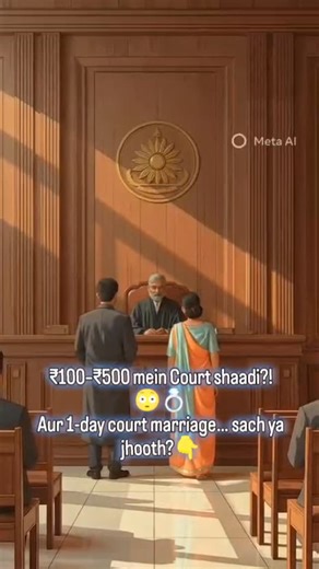Advocate Anushikha Rathore on Instagram: "💥 Court Marriage ka sabse BADA JHOOTH expose! 💥 Log bolte hain: ❌ “Ek din mein ho jaati hai” ❌ “Bahut mehngi hoti hai” 👉 REALITY 👇 ✅ Fees sirf ₹100–₹500 (state-wise) ⚠️ 30-day notice compulsory (1-day shaadi = EXCEPTION, rule nahi) 📍 Online form bharo, lekin appearance zaroori 📄 Certificate India-wide valid – visa, name change, inheritance sab mein kaam aata hai ❗ 99% couples ye galti kar dete hain aur baad mein legal trouble mein phans jaate hain.
