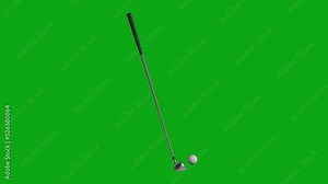 3d golf ball and club icon on screen chroma key background seamless infinite loop background 3d animation